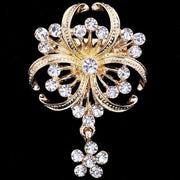 Vintage Style Pearl And Crystal Gold Pin Brooch