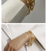 Gold Color Metal Chain Link Bamboo Bangle