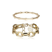 Gold Color Metal Chain Link Bamboo Bangle